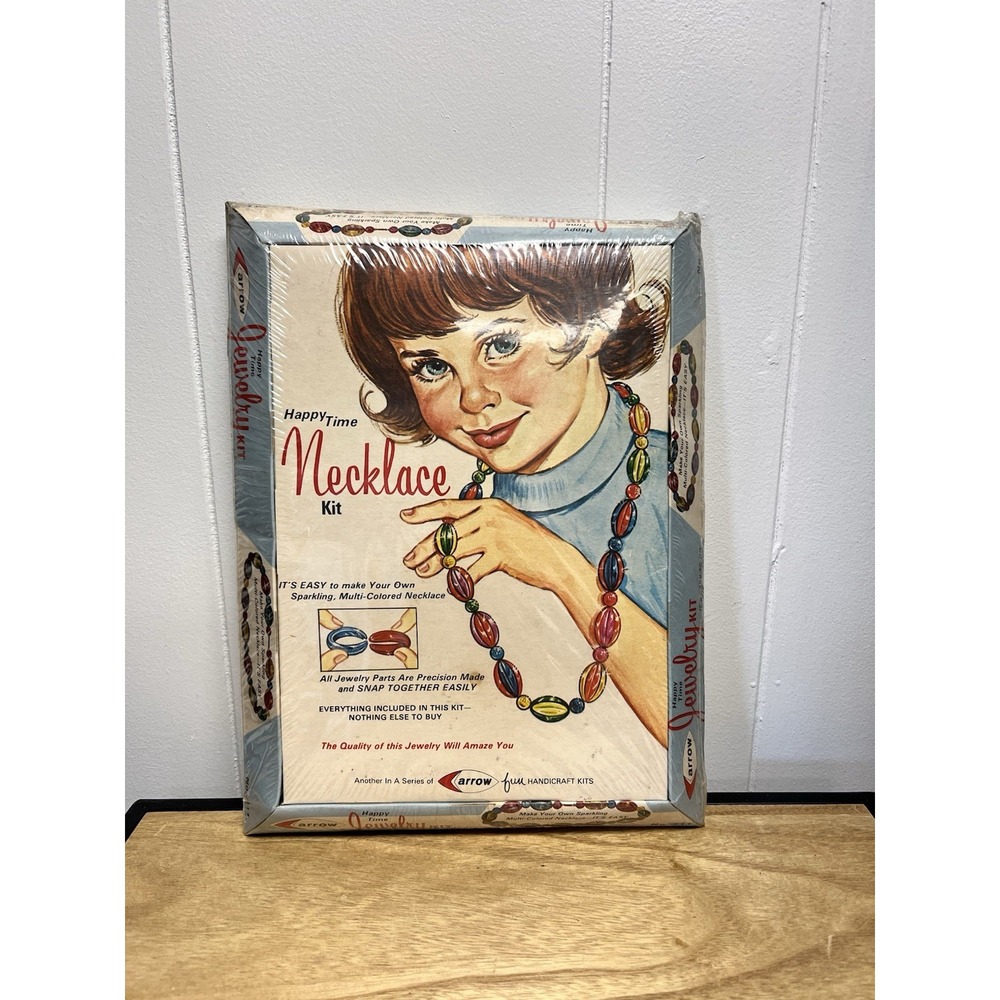 Vintage 1970 Happy Time Arrow Multi Color Necklace Kit New In Box